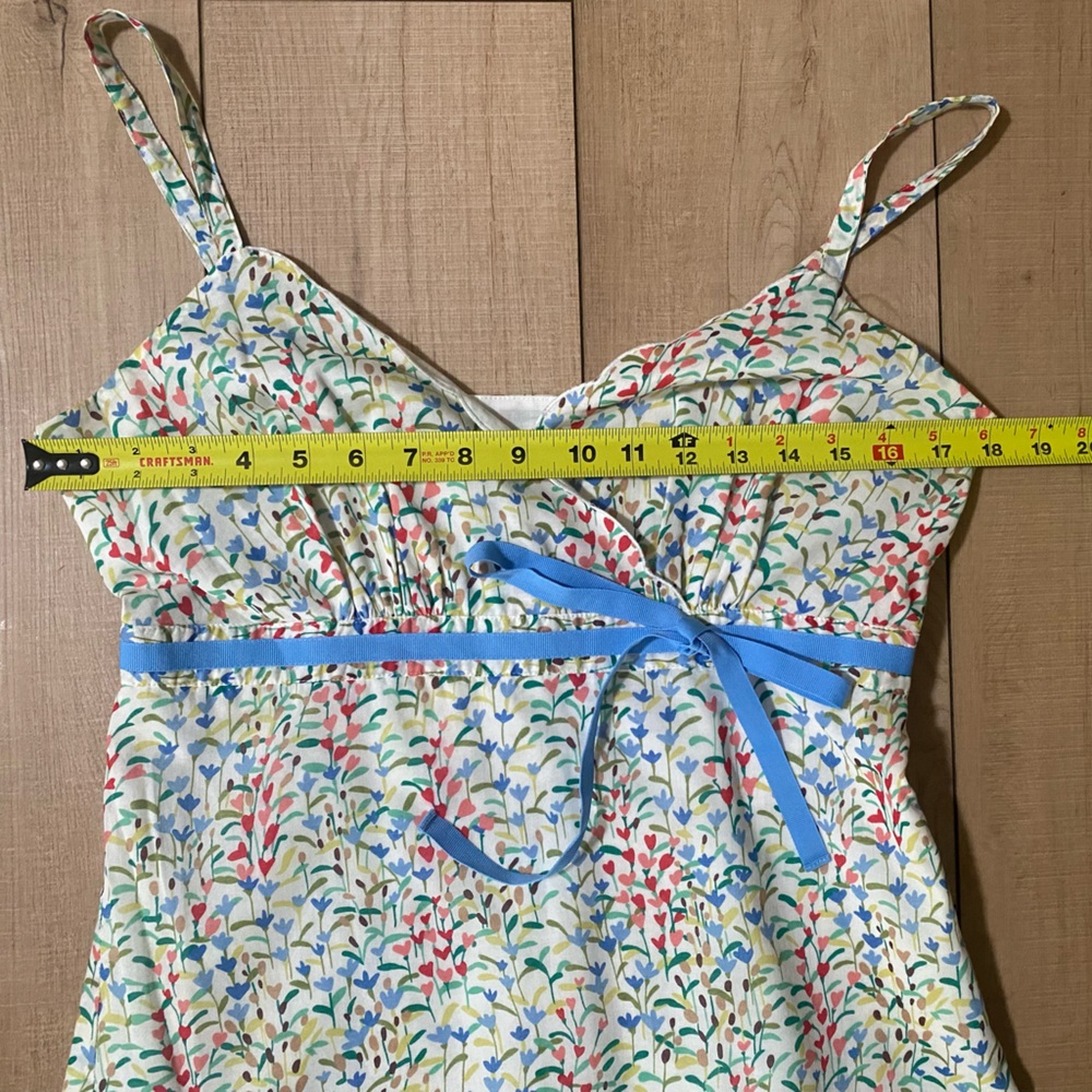 Harold’s Floral Print Spaghetti Strap Top with Blue Ribbon - Size Medium - Picture 5 of 12